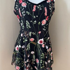 City Studio Black Dress with Floral Embroidery